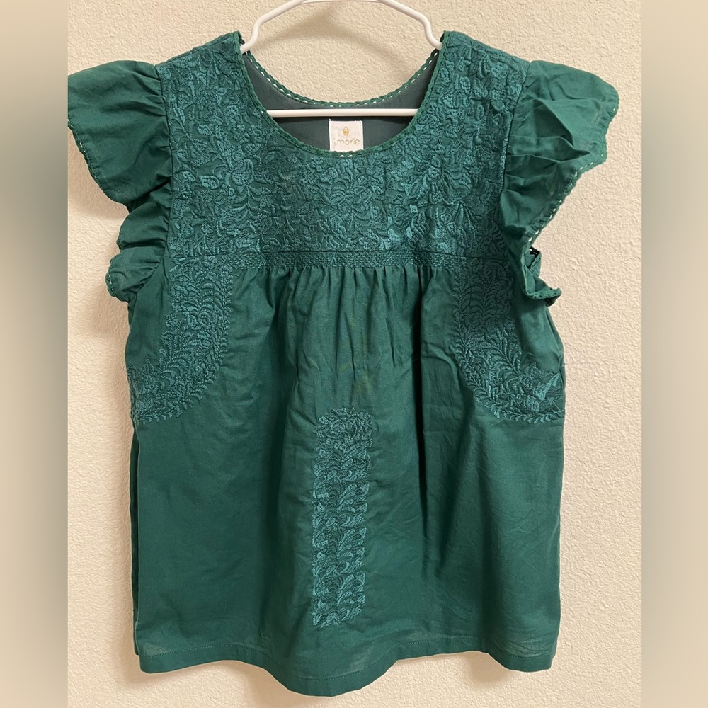 J. Marie green embroidered top, size L